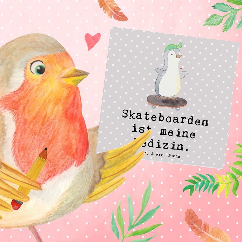 Deluxe Karte Pinguin Skateboarden Hochzeitskarte, Hochwertige Klappkarte, Hochwertige Grußkarte, Karte, Klappkarte, Glückwunschkarte, Grußkarte, Geburtstagskarte, Einladungskarte, Geschenk, Sport, Sportart, Hobby, Schenken, Danke, Dankeschön, Auszeichnung, Gewinn, Sportler, Skateplatz, Skateboard, Skateboarden, Skaten, Skateboard fahren