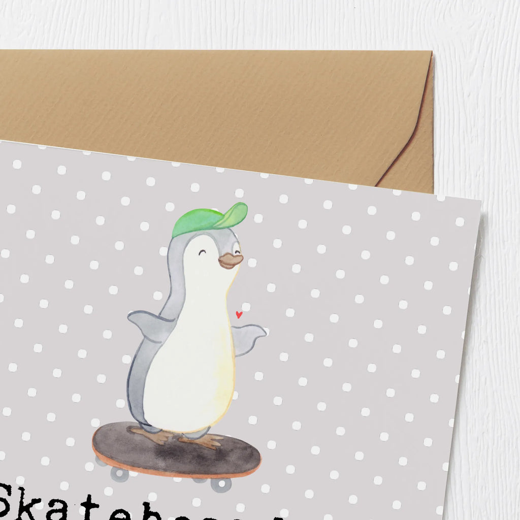 Deluxe Karte Pinguin Skateboarden Hochzeitskarte, Hochwertige Klappkarte, Hochwertige Grußkarte, Karte, Klappkarte, Glückwunschkarte, Grußkarte, Geburtstagskarte, Einladungskarte, Geschenk, Sport, Sportart, Hobby, Schenken, Danke, Dankeschön, Auszeichnung, Gewinn, Sportler, Skateplatz, Skateboard, Skateboarden, Skaten, Skateboard fahren