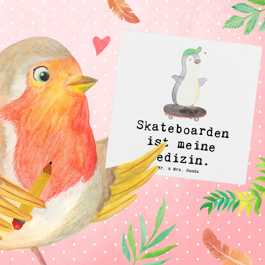 Deluxe Karte Pinguin Skateboarden Hochzeitskarte, Hochwertige Klappkarte, Hochwertige Grußkarte, Karte, Klappkarte, Glückwunschkarte, Grußkarte, Geburtstagskarte, Einladungskarte, Geschenk, Sport, Sportart, Hobby, Schenken, Danke, Dankeschön, Auszeichnung, Gewinn, Sportler, Skateplatz, Skateboard, Skateboarden, Skaten, Skateboard fahren