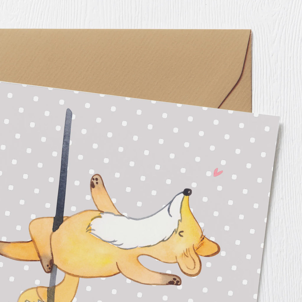 Deluxe Card Fox Pole Dance Klappkarte, Hochzeitskarte, Glückwunschkarte, Hochwertige Klappkarte, Einladungskarte, Karte, Grußkarte, Hochwertige Grußkarte, Geburtstagskarte, Geschenk, Sport, Sportart, Hobby, Schenken, Danke, Dankeschön, Auszeichnung, Gewinn, Sportler, Pole Dance, Tanzen, Tanz