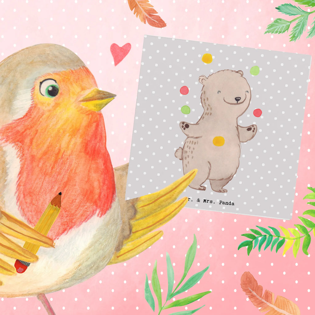 Deluxe Karte Bär Jonglieren Hochzeitskarte, Karte, Hochwertige Klappkarte, Klappkarte, Grußkarte, Einladungskarte, Geburtstagskarte, Glückwunschkarte, Hochwertige Grußkarte, Geschenk, Sport, Sportart, Hobby, Schenken, Danke, Dankeschön, Auszeichnung, Gewinn, Sportler, Jonglieren, Zirkus, Jongleur, Artistik