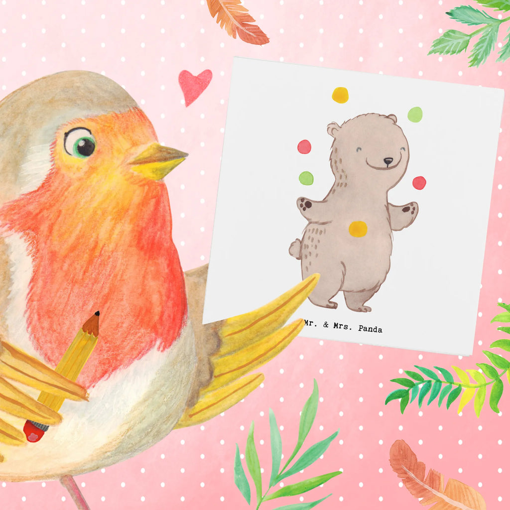 Deluxe Karte Bär Jonglieren Hochzeitskarte, Karte, Hochwertige Klappkarte, Klappkarte, Grußkarte, Einladungskarte, Geburtstagskarte, Glückwunschkarte, Hochwertige Grußkarte, Geschenk, Sport, Sportart, Hobby, Schenken, Danke, Dankeschön, Auszeichnung, Gewinn, Sportler, Jonglieren, Zirkus, Jongleur, Artistik