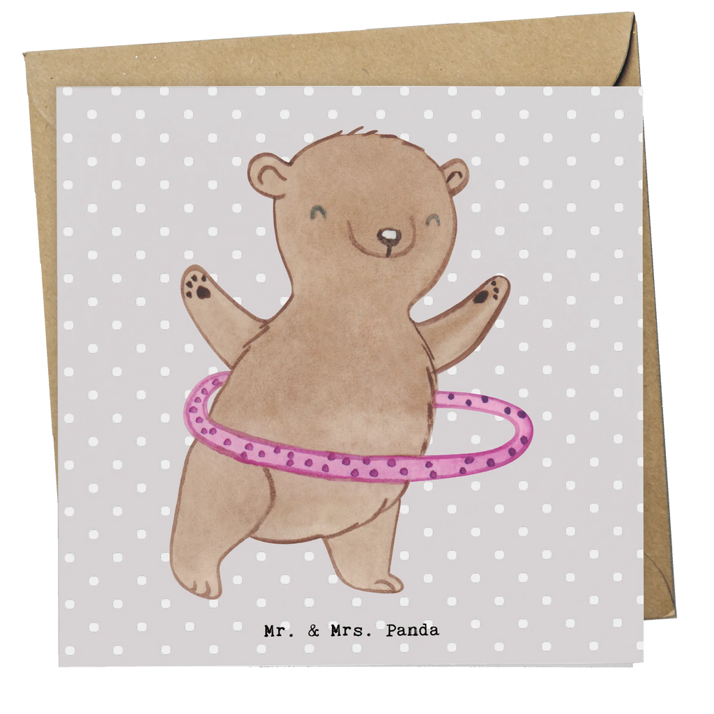 Deluxe Karte Bär Hula Hoop faltkarte, doppelkarte, Glückwunschkarte, Klappkarte, Grußkarte, Sportart, Hobby, Danke, Dankeschön, Geschenk, Auszeichnung, Gewinn, Sportler, Schenken, Sport, Training, Hula Hoop, Fitness