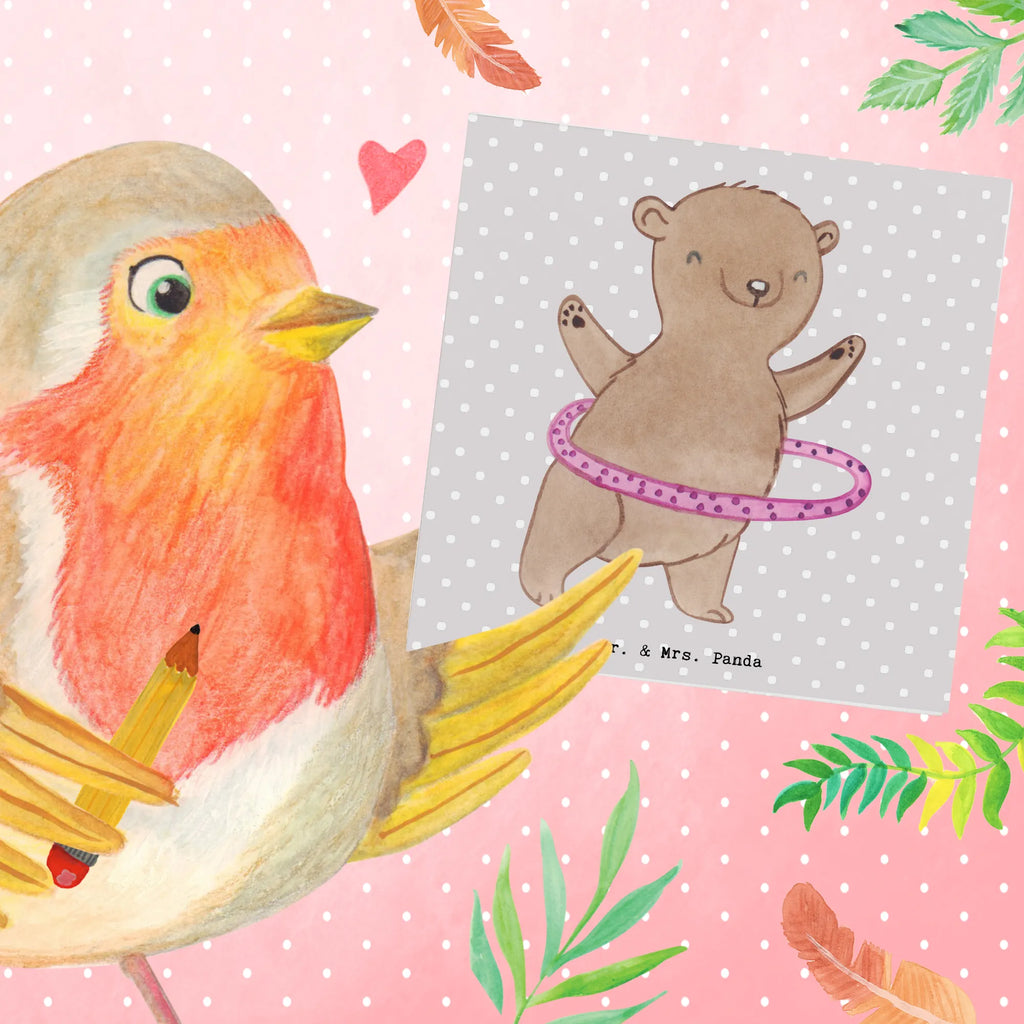 Deluxe Karte Bär Hula Hoop faltkarte, doppelkarte, Glückwunschkarte, Klappkarte, Grußkarte, Sportart, Hobby, Danke, Dankeschön, Geschenk, Auszeichnung, Gewinn, Sportler, Schenken, Sport, Training, Hula Hoop, Fitness