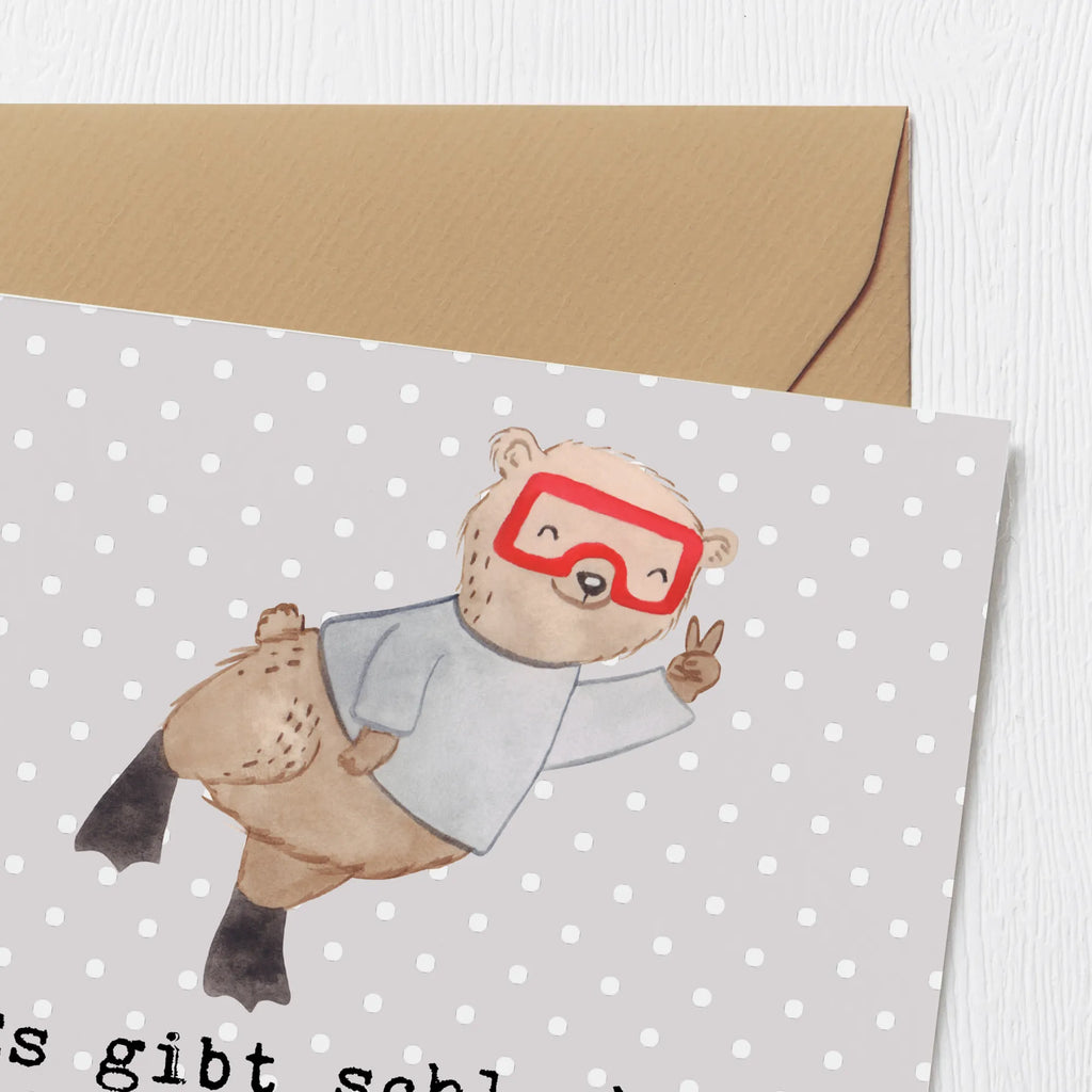 Deluxe Card bear Dive Glückwunschkarte, Klappkarte, Einladungskarte, Karte, Geburtstagskarte, Grußkarte, Hochwertige Grußkarte, Hochwertige Klappkarte, Hochzeitskarte, Geschenk, Sport, Sportart, Hobby, Schenken, Danke, Dankeschön, Auszeichnung, Gewinn, Sportler, schnorcheln, Diving, Tauchgang, Dive, Tauchschule, Tauchen