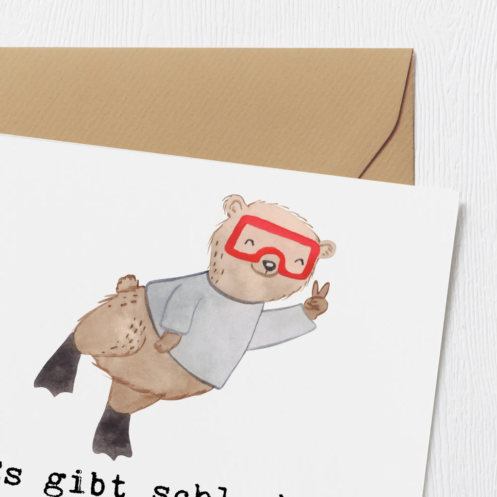 Deluxe Card bear Dive Glückwunschkarte, Klappkarte, Einladungskarte, Karte, Geburtstagskarte, Grußkarte, Hochwertige Grußkarte, Hochwertige Klappkarte, Hochzeitskarte, Geschenk, Sport, Sportart, Hobby, Schenken, Danke, Dankeschön, Auszeichnung, Gewinn, Sportler, schnorcheln, Diving, Tauchgang, Dive, Tauchschule, Tauchen