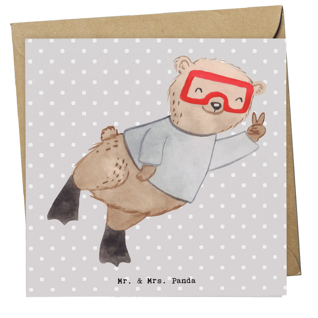 Deluxe Card bear Dive Glückwunschkarte, Klappkarte, Einladungskarte, Karte, Geburtstagskarte, Grußkarte, Hochwertige Grußkarte, Hochwertige Klappkarte, Hochzeitskarte, Geschenk, Sport, Sportart, Hobby, Schenken, Danke, Dankeschön, Auszeichnung, Gewinn, Sportler, schnorcheln, Diving, Tauchgang, Dive, Tauchschule, Tauchen