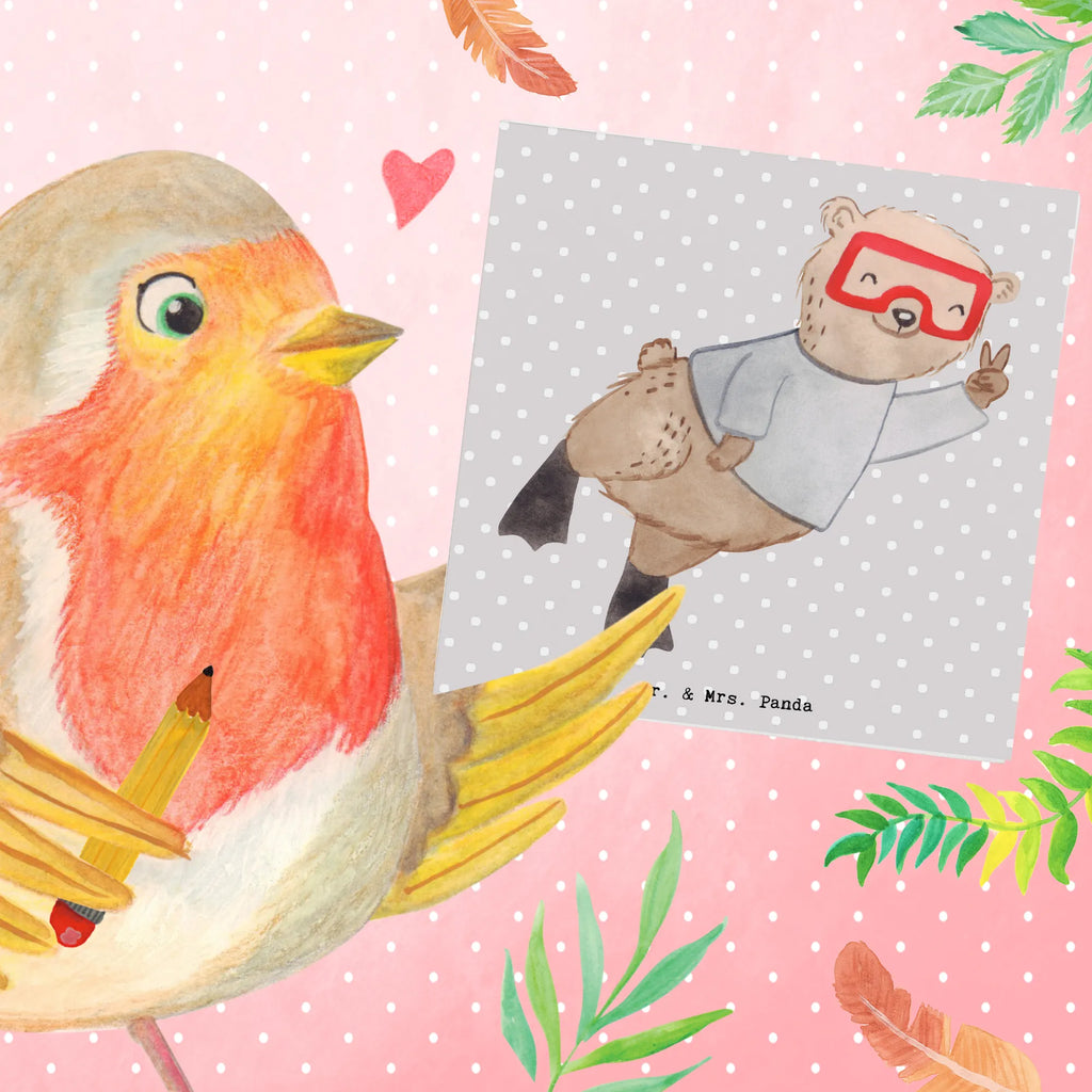 Deluxe Card bear Dive Glückwunschkarte, Klappkarte, Einladungskarte, Karte, Geburtstagskarte, Grußkarte, Hochwertige Grußkarte, Hochwertige Klappkarte, Hochzeitskarte, Geschenk, Sport, Sportart, Hobby, Schenken, Danke, Dankeschön, Auszeichnung, Gewinn, Sportler, schnorcheln, Diving, Tauchgang, Dive, Tauchschule, Tauchen