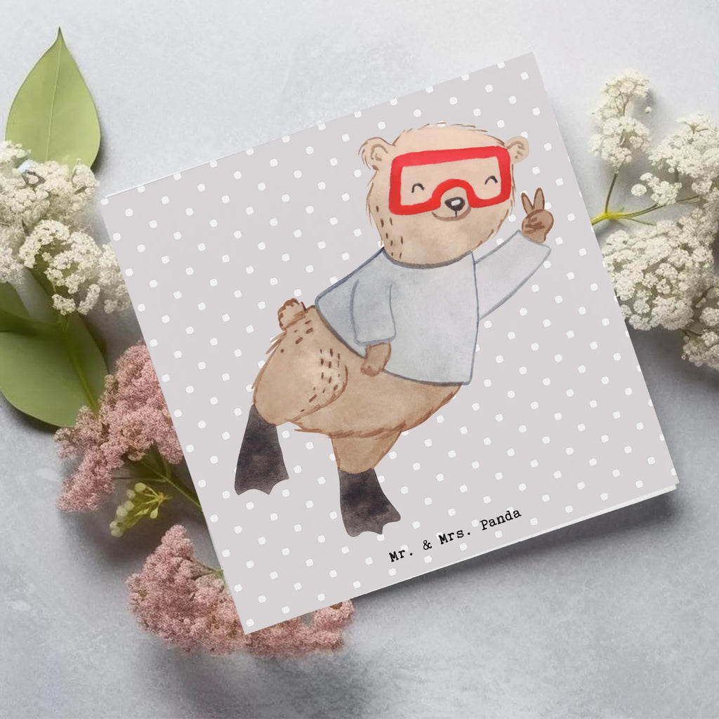 Deluxe Card bear Dive Glückwunschkarte, Klappkarte, Einladungskarte, Karte, Geburtstagskarte, Grußkarte, Hochwertige Grußkarte, Hochwertige Klappkarte, Hochzeitskarte, Geschenk, Sport, Sportart, Hobby, Schenken, Danke, Dankeschön, Auszeichnung, Gewinn, Sportler, schnorcheln, Diving, Tauchgang, Dive, Tauchschule, Tauchen