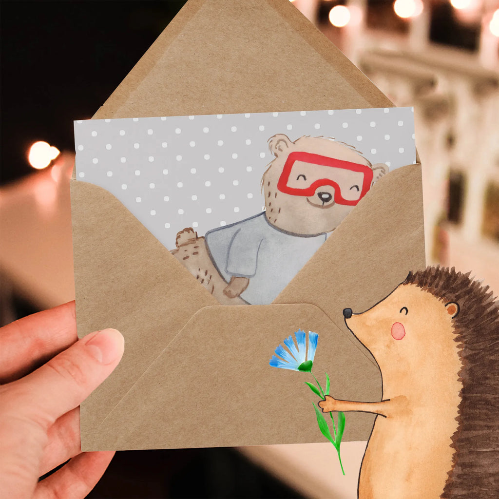 Deluxe Card bear Dive Glückwunschkarte, Klappkarte, Einladungskarte, Karte, Geburtstagskarte, Grußkarte, Hochwertige Grußkarte, Hochwertige Klappkarte, Hochzeitskarte, Geschenk, Sport, Sportart, Hobby, Schenken, Danke, Dankeschön, Auszeichnung, Gewinn, Sportler, schnorcheln, Diving, Tauchgang, Dive, Tauchschule, Tauchen