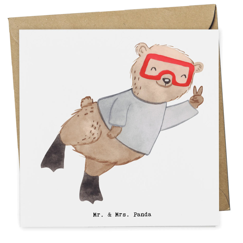 Deluxe Card bear Dive Glückwunschkarte, Klappkarte, Einladungskarte, Karte, Geburtstagskarte, Grußkarte, Hochwertige Grußkarte, Hochwertige Klappkarte, Hochzeitskarte, Geschenk, Sport, Sportart, Hobby, Schenken, Danke, Dankeschön, Auszeichnung, Gewinn, Sportler, schnorcheln, Diving, Tauchgang, Dive, Tauchschule, Tauchen