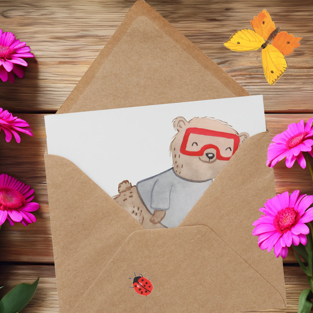 Deluxe Card bear Dive Glückwunschkarte, Klappkarte, Einladungskarte, Karte, Geburtstagskarte, Grußkarte, Hochwertige Grußkarte, Hochwertige Klappkarte, Hochzeitskarte, Geschenk, Sport, Sportart, Hobby, Schenken, Danke, Dankeschön, Auszeichnung, Gewinn, Sportler, schnorcheln, Diving, Tauchgang, Dive, Tauchschule, Tauchen