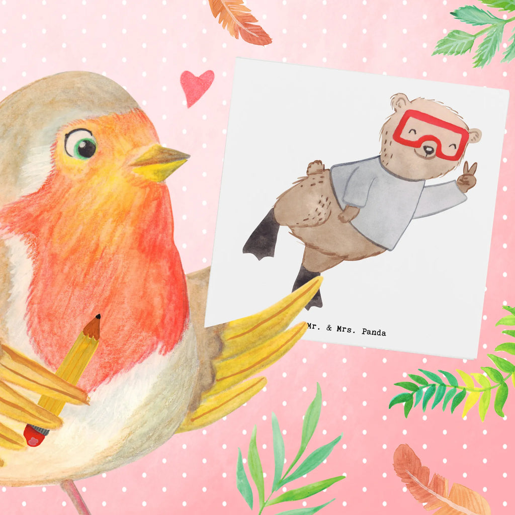 Deluxe Card bear Dive Glückwunschkarte, Klappkarte, Einladungskarte, Karte, Geburtstagskarte, Grußkarte, Hochwertige Grußkarte, Hochwertige Klappkarte, Hochzeitskarte, Geschenk, Sport, Sportart, Hobby, Schenken, Danke, Dankeschön, Auszeichnung, Gewinn, Sportler, schnorcheln, Diving, Tauchgang, Dive, Tauchschule, Tauchen