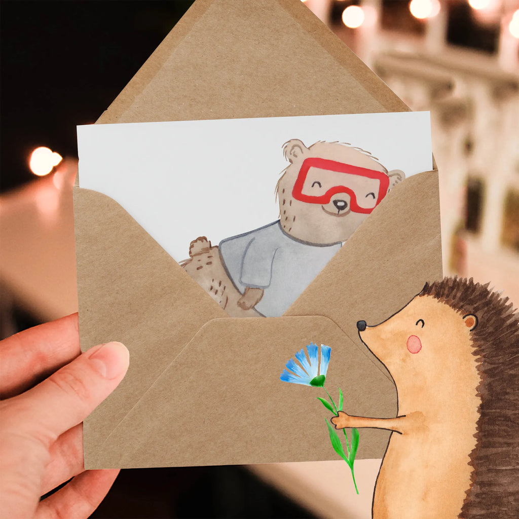 Deluxe Card bear Dive Glückwunschkarte, Klappkarte, Einladungskarte, Karte, Geburtstagskarte, Grußkarte, Hochwertige Grußkarte, Hochwertige Klappkarte, Hochzeitskarte, Geschenk, Sport, Sportart, Hobby, Schenken, Danke, Dankeschön, Auszeichnung, Gewinn, Sportler, schnorcheln, Diving, Tauchgang, Dive, Tauchschule, Tauchen