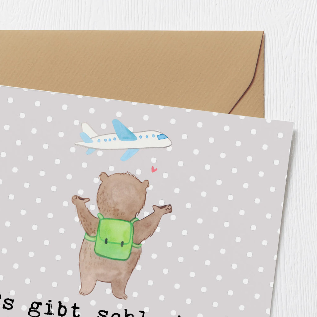 Deluxe Karte Bär Reisen Hochwertige Klappkarte, Hochzeitskarte, Hochwertige Grußkarte, Karte, Klappkarte, Geburtstagskarte, Glückwunschkarte, Grußkarte, Einladungskarte, Geschenk, Sport, Sportart, Hobby, Schenken, Danke, Dankeschön, Auszeichnung, Gewinn, Sportler, Reisebüro, Austauschjahr, Reiseveranstalter, Reisegruppe, Urlaub, Schüleraustausch, Auslandsjahr, Weltreise, Urlaube, Reisen