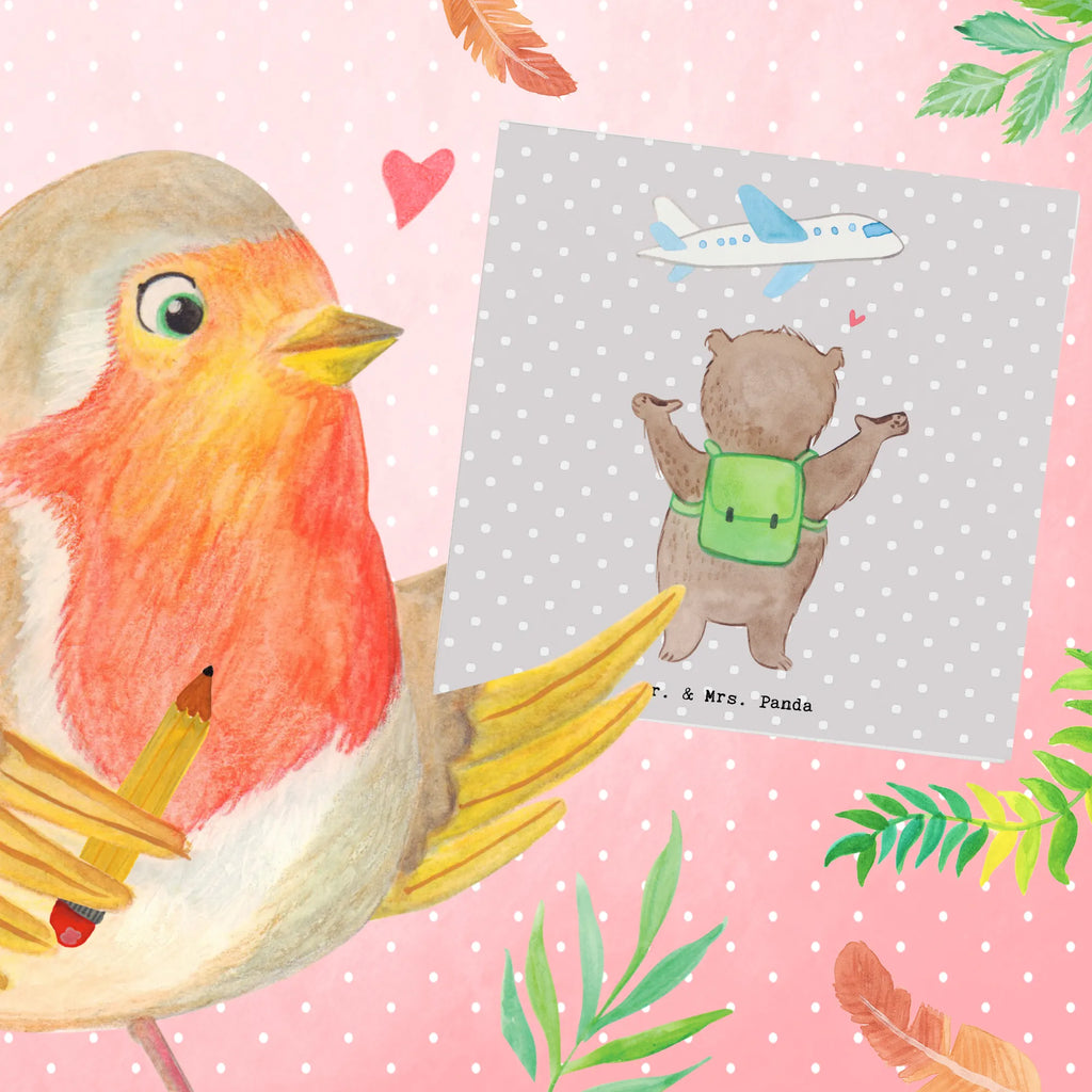 Deluxe Karte Bär Reisen Hochwertige Klappkarte, Hochzeitskarte, Hochwertige Grußkarte, Karte, Klappkarte, Geburtstagskarte, Glückwunschkarte, Grußkarte, Einladungskarte, Geschenk, Sport, Sportart, Hobby, Schenken, Danke, Dankeschön, Auszeichnung, Gewinn, Sportler, Reisebüro, Austauschjahr, Reiseveranstalter, Reisegruppe, Urlaub, Schüleraustausch, Auslandsjahr, Weltreise, Urlaube, Reisen