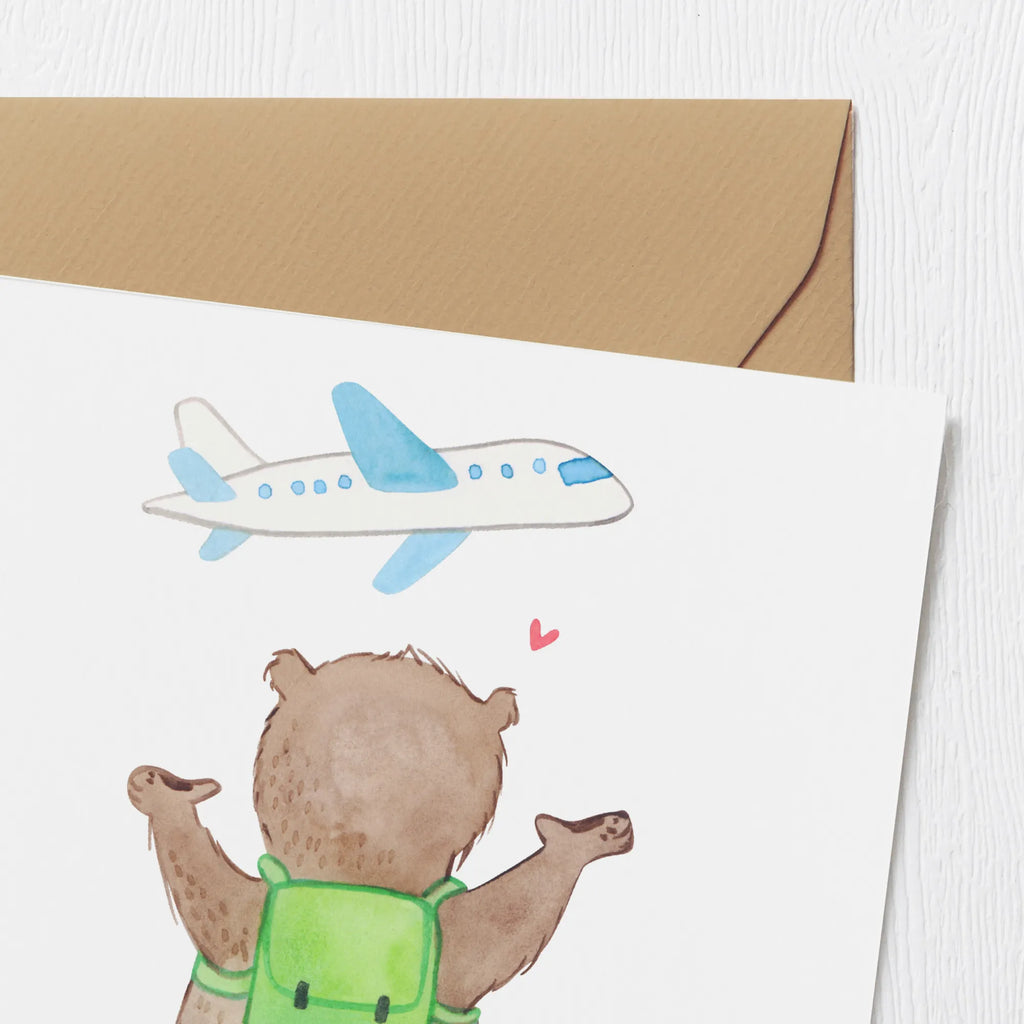 Deluxe Karte Bär Reisen Hochwertige Klappkarte, Hochzeitskarte, Hochwertige Grußkarte, Karte, Klappkarte, Geburtstagskarte, Glückwunschkarte, Grußkarte, Einladungskarte, Geschenk, Sport, Sportart, Hobby, Schenken, Danke, Dankeschön, Auszeichnung, Gewinn, Sportler, Reisebüro, Austauschjahr, Reiseveranstalter, Reisegruppe, Urlaub, Schüleraustausch, Auslandsjahr, Weltreise, Urlaube, Reisen