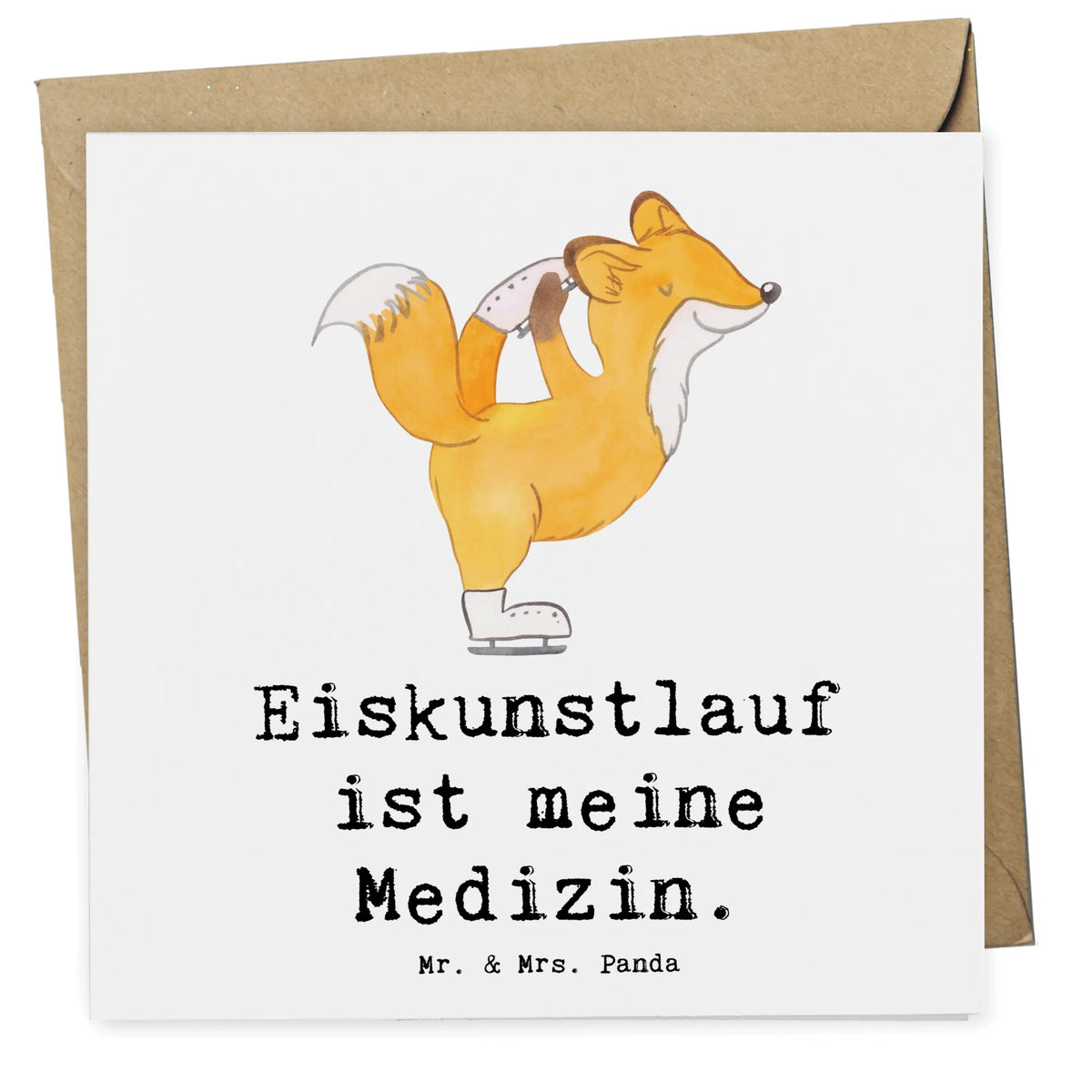 Deluxe Card Fox figure skater Klappkarte, Glückwunschkarte, anlasskarte, faltkarte, doppelkarte, Grußkarte, Sportart, Hobby, Danke, Dankeschön, Geschenk, Auszeichnung, Gewinn, Sportler, Schenken, Sport, Eiskunstläuferin, Eiskunstläufer, Eiskunst