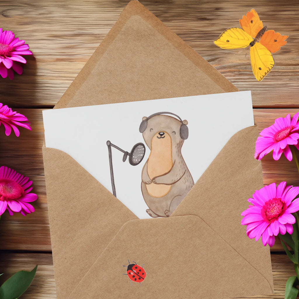 Deluxe Karte Otter Podcast aufnehmen Hochwertige Grußkarte, Karte, Einladungskarte, Hochwertige Klappkarte, Glückwunschkarte, Geburtstagskarte, Grußkarte, Klappkarte, Hochzeitskarte, Geschenk, Sport, Sportart, Hobby, Schenken, Danke, Dankeschön, Auszeichnung, Gewinn, Sportler, Podcast produzieren, Podcaster, Podcast aufnehmen, Podcasterin