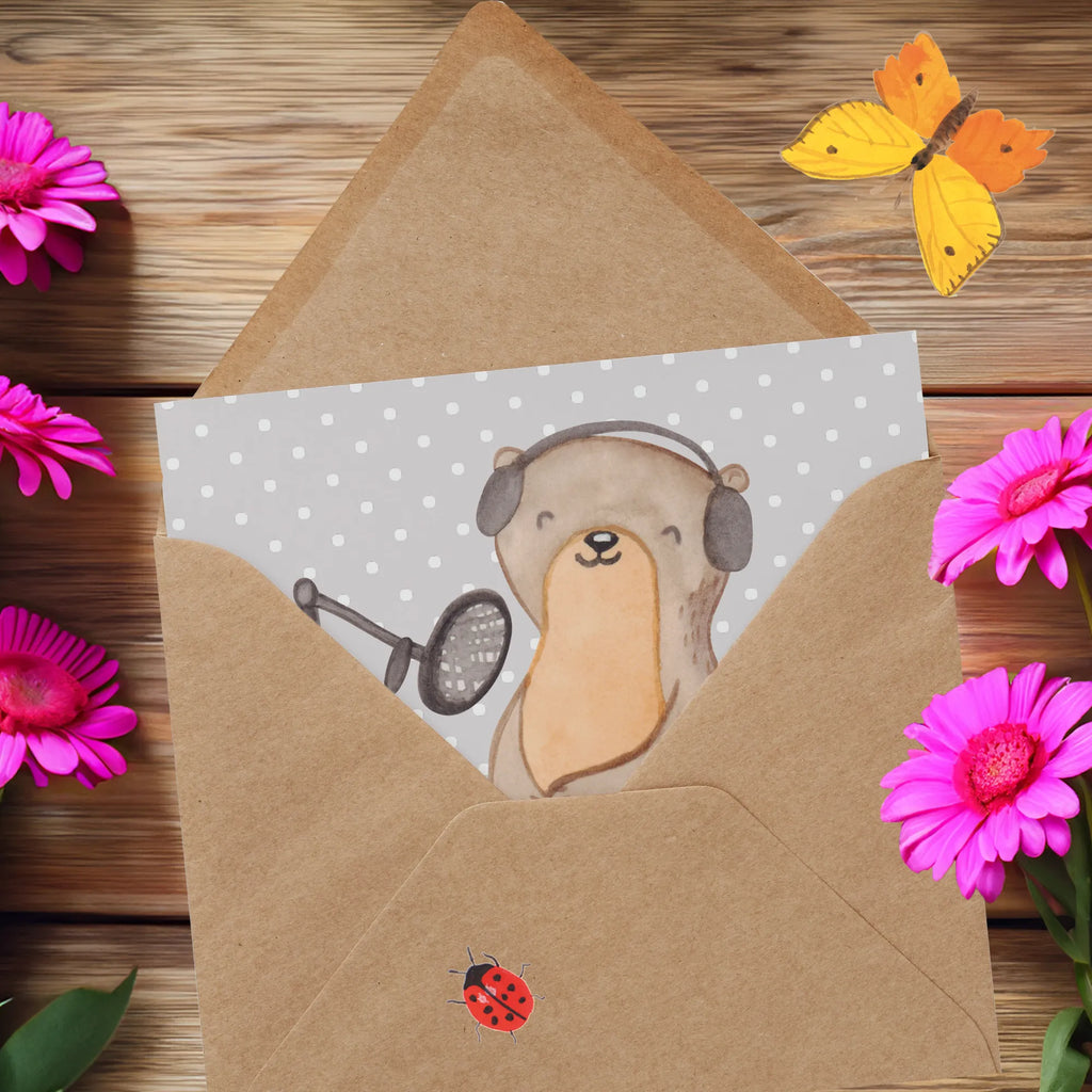 Deluxe Karte Otter Podcast aufnehmen Hochwertige Grußkarte, Karte, Einladungskarte, Hochwertige Klappkarte, Glückwunschkarte, Geburtstagskarte, Grußkarte, Klappkarte, Hochzeitskarte, Geschenk, Sport, Sportart, Hobby, Schenken, Danke, Dankeschön, Auszeichnung, Gewinn, Sportler, Podcast produzieren, Podcaster, Podcast aufnehmen, Podcasterin