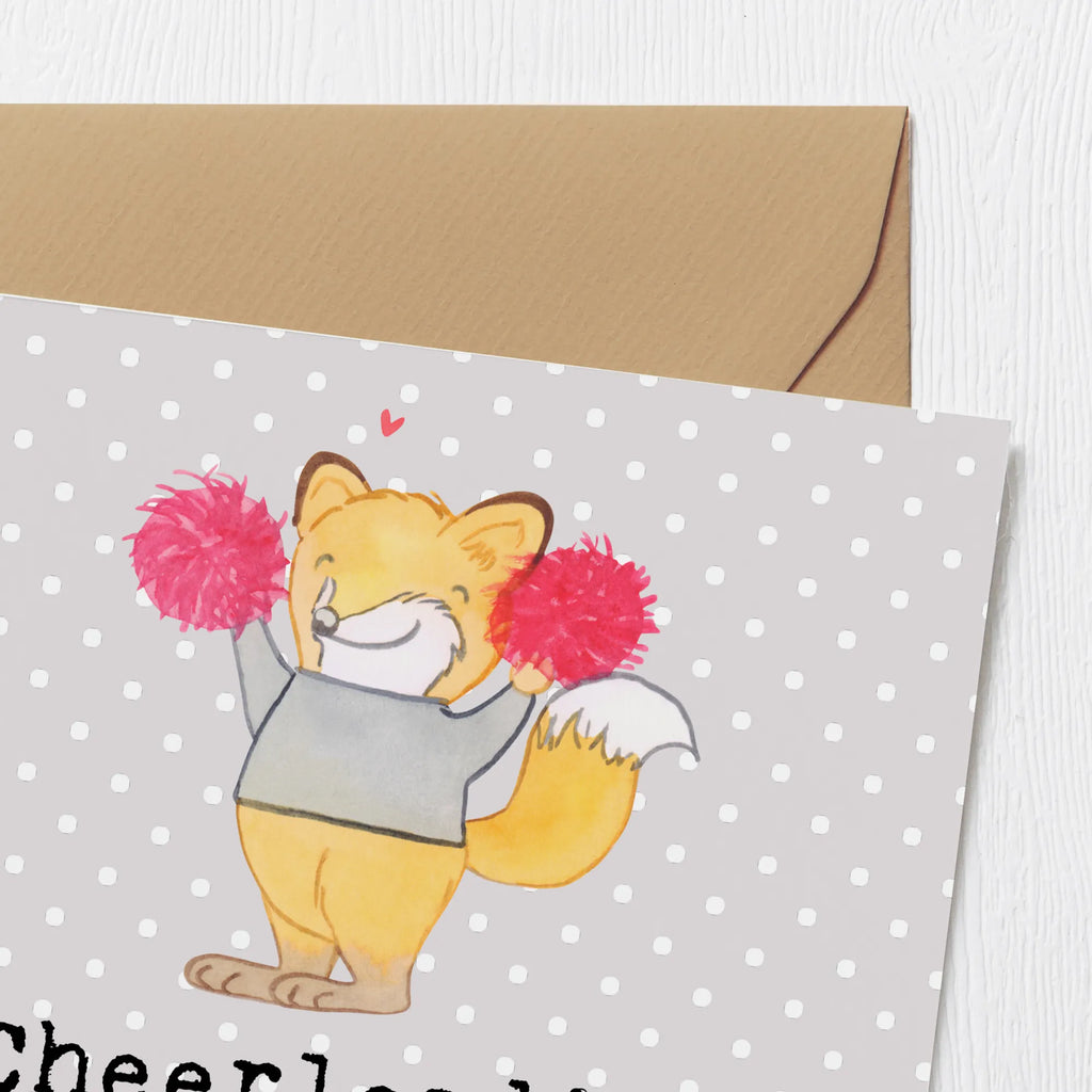Deluxe Karte Fuchs Cheerleader Grußkarte, Karte, Hochwertige Klappkarte, Einladungskarte, Geburtstagskarte, Klappkarte, Glückwunschkarte, Hochwertige Grußkarte, Hochzeitskarte, Geschenk, Sport, Sportart, Hobby, Schenken, Danke, Dankeschön, Auszeichnung, Gewinn, Sportler, Cheerleader, Cheerleading, Turniere, Turnen, Turn Club