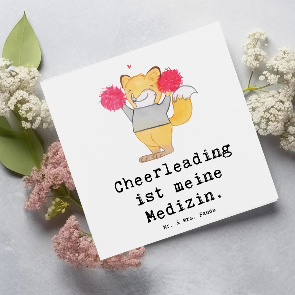 Deluxe Karte Fuchs Cheerleader Grußkarte, Karte, Hochwertige Klappkarte, Einladungskarte, Geburtstagskarte, Klappkarte, Glückwunschkarte, Hochwertige Grußkarte, Hochzeitskarte, Geschenk, Sport, Sportart, Hobby, Schenken, Danke, Dankeschön, Auszeichnung, Gewinn, Sportler, Cheerleader, Cheerleading, Turniere, Turnen, Turn Club