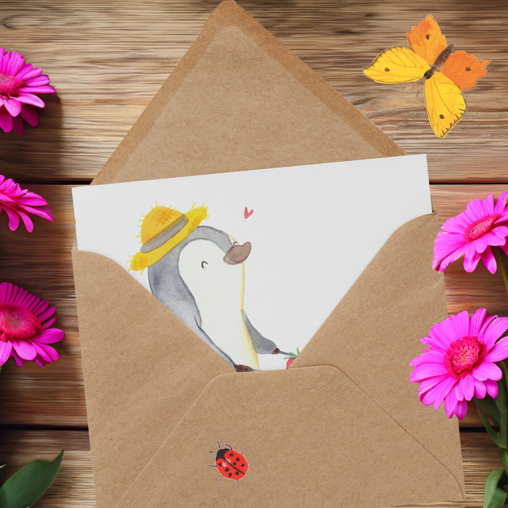 Deluxe Karte Pinguin Gartenarbeit Grußkarte, Karte, Einladungskarte, Geburtstagskarte, Glückwunschkarte, Hochzeitskarte, Klappkarte, Hochwertige Grußkarte, Hochwertige Klappkarte, Geschenk, Sport, Sportart, Hobby, Schenken, Danke, Dankeschön, Auszeichnung, Gewinn, Sportler, Urban gardening, Gartenarbeit, Gärtnern, Gartenpflege