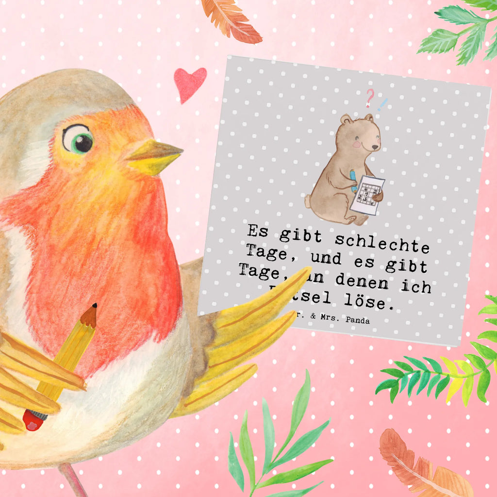 Deluxe Karte Bär Rätsel lösen Karte, Einladungskarte, Glückwunschkarte, Klappkarte, Hochwertige Klappkarte, Hochwertige Grußkarte, Geburtstagskarte, Grußkarte, Hochzeitskarte, Geschenk, Sport, Sportart, Hobby, Schenken, Danke, Dankeschön, Auszeichnung, Gewinn, Sportler, Gedächtnissport, Kreuzworträtsel lösen, Gedächtnistraining, Rätsel lösen, Knobeln