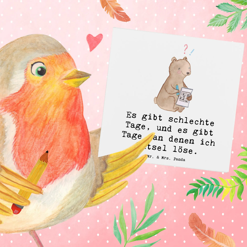 Deluxe Karte Bär Rätsel lösen Karte, Einladungskarte, Glückwunschkarte, Klappkarte, Hochwertige Klappkarte, Hochwertige Grußkarte, Geburtstagskarte, Grußkarte, Hochzeitskarte, Geschenk, Sport, Sportart, Hobby, Schenken, Danke, Dankeschön, Auszeichnung, Gewinn, Sportler, Gedächtnissport, Kreuzworträtsel lösen, Gedächtnistraining, Rätsel lösen, Knobeln