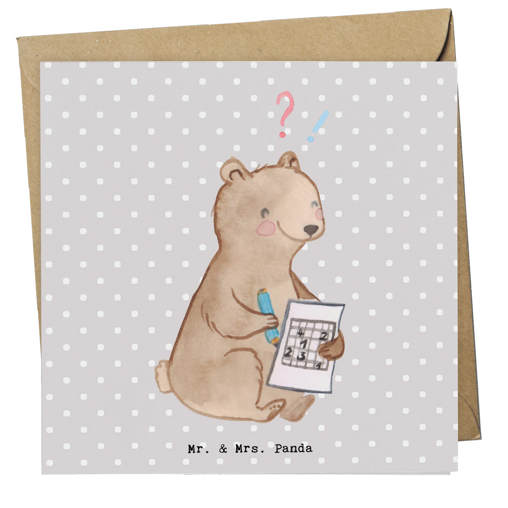 Deluxe Karte Bär Rätsel lösen Karte, Einladungskarte, Glückwunschkarte, Klappkarte, Hochwertige Klappkarte, Hochwertige Grußkarte, Geburtstagskarte, Grußkarte, Hochzeitskarte, Geschenk, Sport, Sportart, Hobby, Schenken, Danke, Dankeschön, Auszeichnung, Gewinn, Sportler, Gedächtnissport, Kreuzworträtsel lösen, Gedächtnistraining, Rätsel lösen, Knobeln