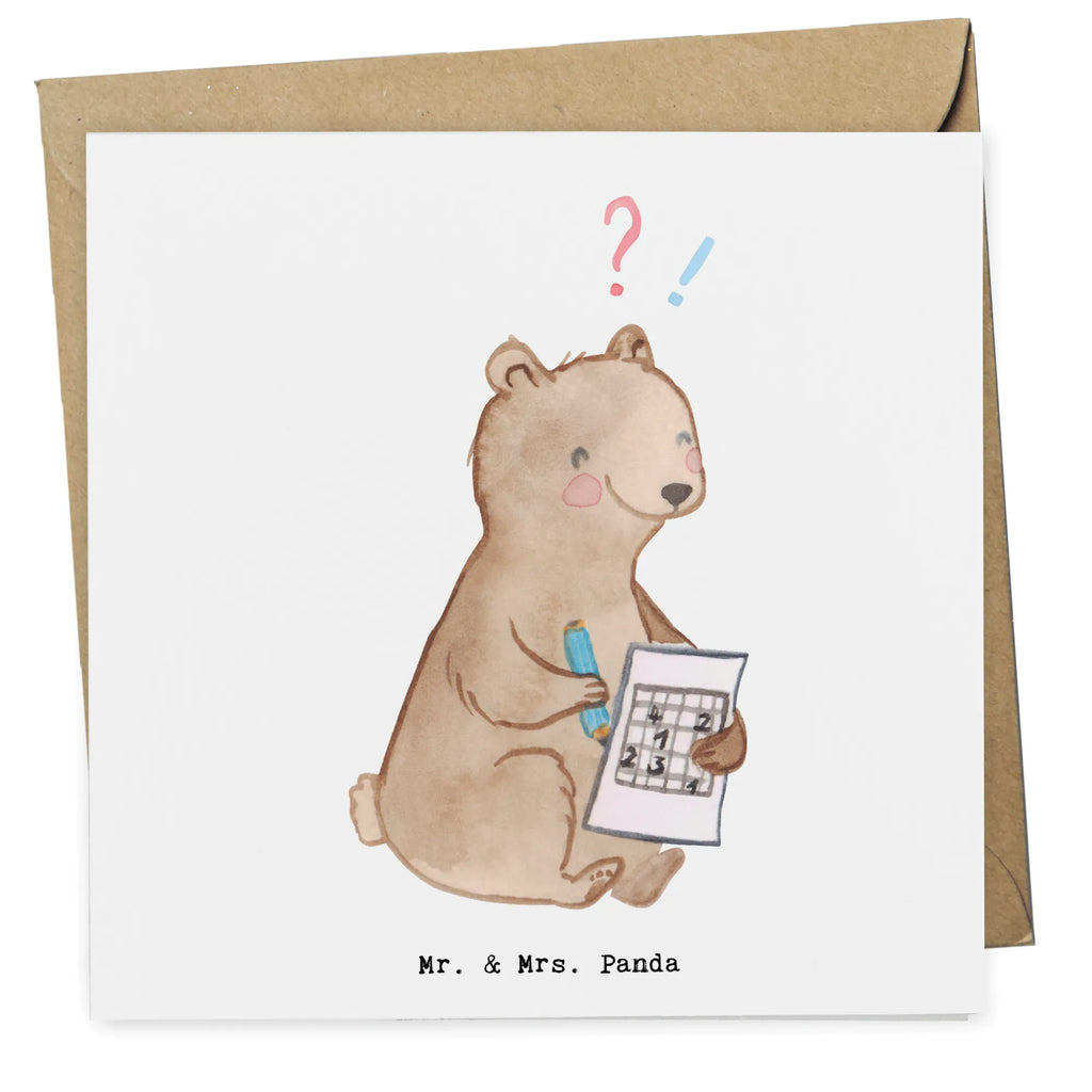 Deluxe Karte Bär Rätsel lösen Karte, Einladungskarte, Glückwunschkarte, Klappkarte, Hochwertige Klappkarte, Hochwertige Grußkarte, Geburtstagskarte, Grußkarte, Hochzeitskarte, Geschenk, Sport, Sportart, Hobby, Schenken, Danke, Dankeschön, Auszeichnung, Gewinn, Sportler, Gedächtnissport, Kreuzworträtsel lösen, Gedächtnistraining, Rätsel lösen, Knobeln