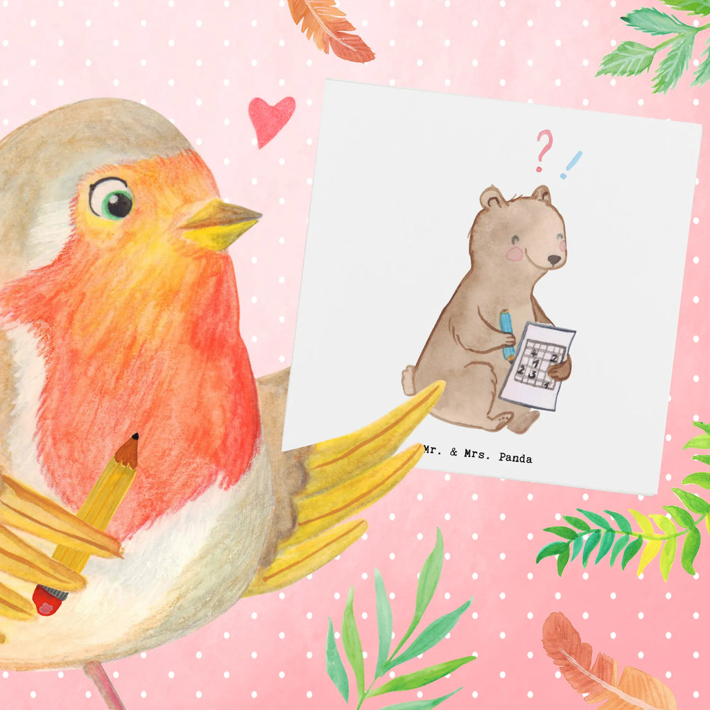 Deluxe Karte Bär Rätsel lösen Karte, Einladungskarte, Glückwunschkarte, Klappkarte, Hochwertige Klappkarte, Hochwertige Grußkarte, Geburtstagskarte, Grußkarte, Hochzeitskarte, Geschenk, Sport, Sportart, Hobby, Schenken, Danke, Dankeschön, Auszeichnung, Gewinn, Sportler, Gedächtnissport, Kreuzworträtsel lösen, Gedächtnistraining, Rätsel lösen, Knobeln