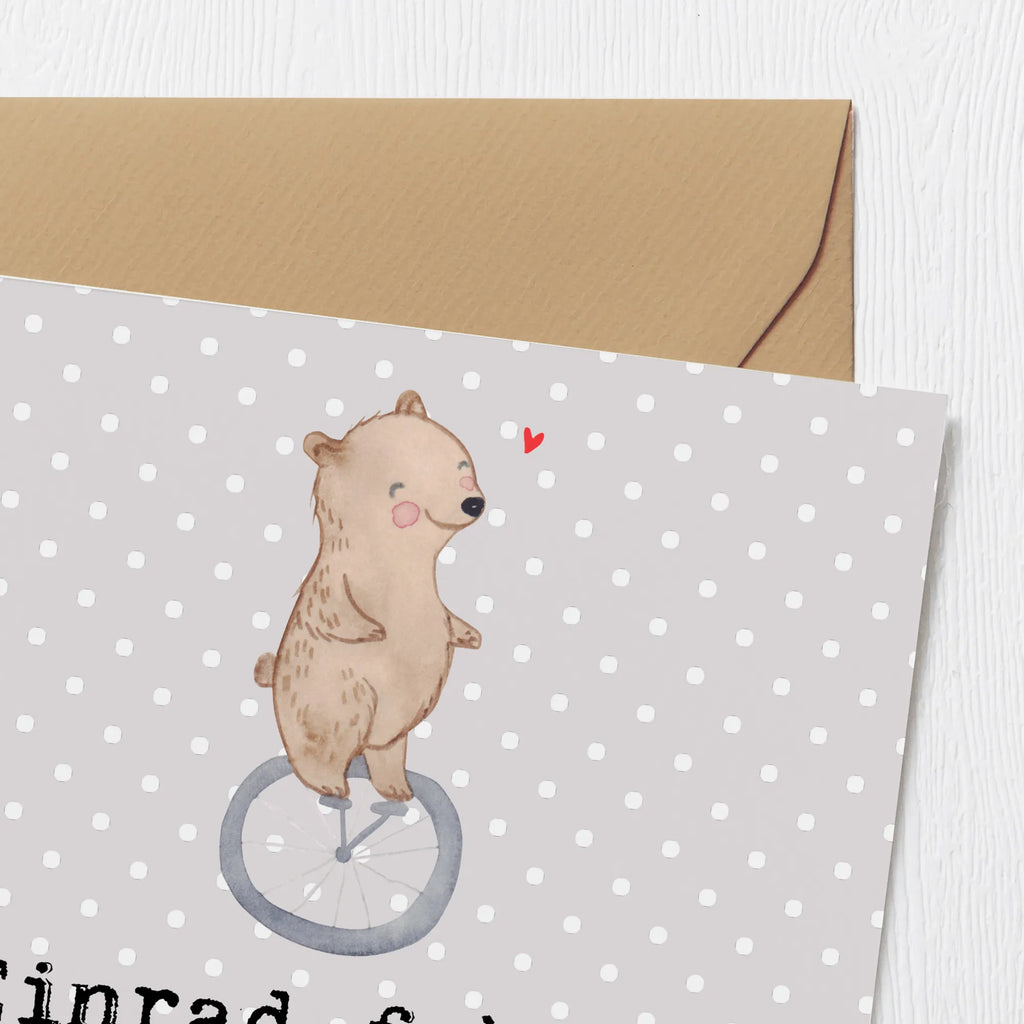 Deluxe Card bear ride a unicycle Einladungskarte, Klappkarte, Glückwunschkarte, Grußkarte, Geburtstagskarte, Hochzeitskarte, Karte, Hochwertige Grußkarte, Hochwertige Klappkarte, Geschenk, Sport, Sportart, Hobby, Schenken, Danke, Dankeschön, Auszeichnung, Gewinn, Sportler, Einrad fahren
