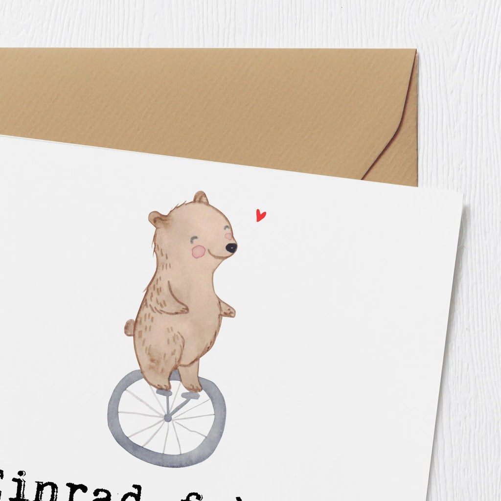 Deluxe Card bear ride a unicycle Einladungskarte, Klappkarte, Glückwunschkarte, Grußkarte, Geburtstagskarte, Hochzeitskarte, Karte, Hochwertige Grußkarte, Hochwertige Klappkarte, Geschenk, Sport, Sportart, Hobby, Schenken, Danke, Dankeschön, Auszeichnung, Gewinn, Sportler, Einrad fahren
