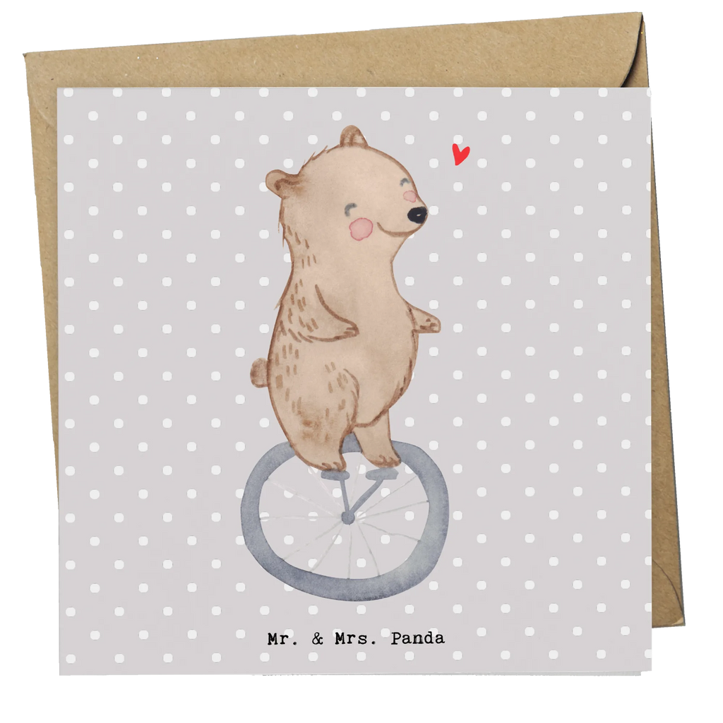 Deluxe Card bear ride a unicycle Einladungskarte, Klappkarte, Glückwunschkarte, Grußkarte, Geburtstagskarte, Hochzeitskarte, Karte, Hochwertige Grußkarte, Hochwertige Klappkarte, Geschenk, Sport, Sportart, Hobby, Schenken, Danke, Dankeschön, Auszeichnung, Gewinn, Sportler, Einrad fahren
