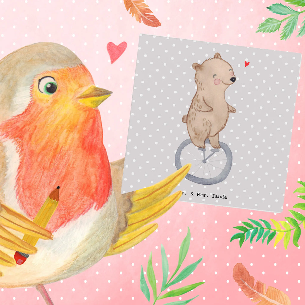 Deluxe Card bear ride a unicycle Einladungskarte, Klappkarte, Glückwunschkarte, Grußkarte, Geburtstagskarte, Hochzeitskarte, Karte, Hochwertige Grußkarte, Hochwertige Klappkarte, Geschenk, Sport, Sportart, Hobby, Schenken, Danke, Dankeschön, Auszeichnung, Gewinn, Sportler, Einrad fahren