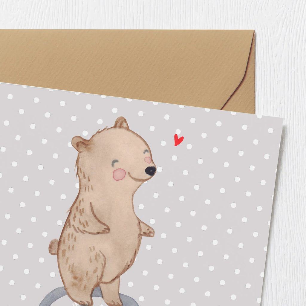 Deluxe Card bear ride a unicycle Einladungskarte, Klappkarte, Glückwunschkarte, Grußkarte, Geburtstagskarte, Hochzeitskarte, Karte, Hochwertige Grußkarte, Hochwertige Klappkarte, Geschenk, Sport, Sportart, Hobby, Schenken, Danke, Dankeschön, Auszeichnung, Gewinn, Sportler, Einrad fahren