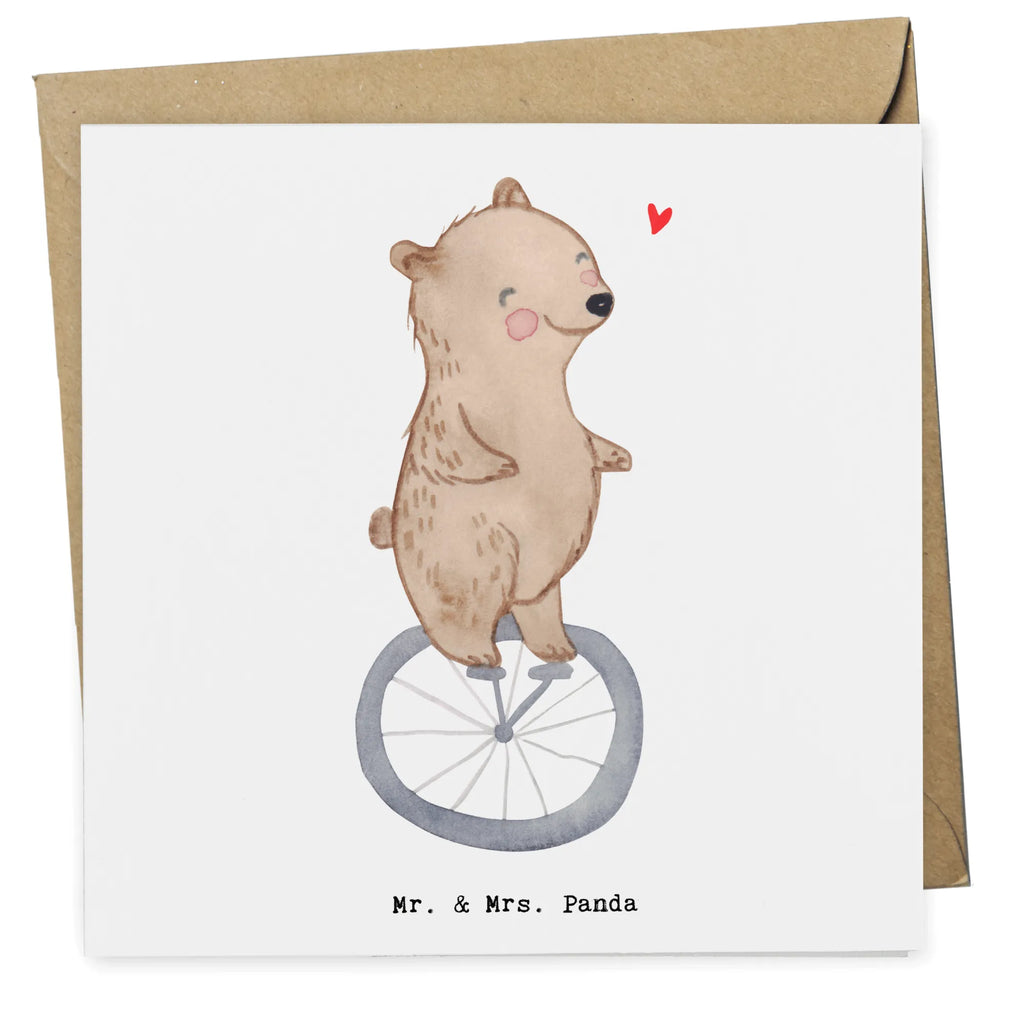 Deluxe Card bear ride a unicycle Einladungskarte, Klappkarte, Glückwunschkarte, Grußkarte, Geburtstagskarte, Hochzeitskarte, Karte, Hochwertige Grußkarte, Hochwertige Klappkarte, Geschenk, Sport, Sportart, Hobby, Schenken, Danke, Dankeschön, Auszeichnung, Gewinn, Sportler, Einrad fahren