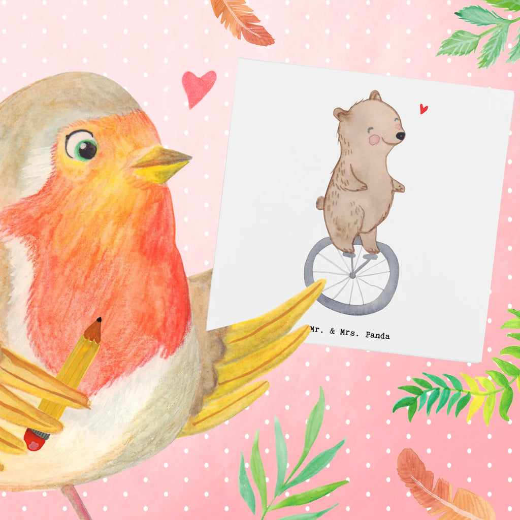 Deluxe Card bear ride a unicycle Einladungskarte, Klappkarte, Glückwunschkarte, Grußkarte, Geburtstagskarte, Hochzeitskarte, Karte, Hochwertige Grußkarte, Hochwertige Klappkarte, Geschenk, Sport, Sportart, Hobby, Schenken, Danke, Dankeschön, Auszeichnung, Gewinn, Sportler, Einrad fahren