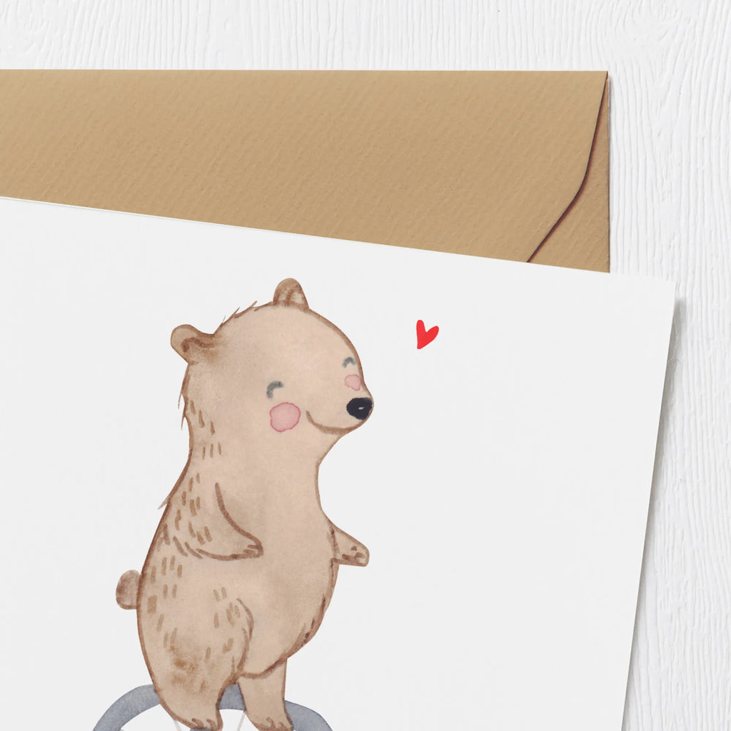 Deluxe Card bear ride a unicycle Einladungskarte, Klappkarte, Glückwunschkarte, Grußkarte, Geburtstagskarte, Hochzeitskarte, Karte, Hochwertige Grußkarte, Hochwertige Klappkarte, Geschenk, Sport, Sportart, Hobby, Schenken, Danke, Dankeschön, Auszeichnung, Gewinn, Sportler, Einrad fahren