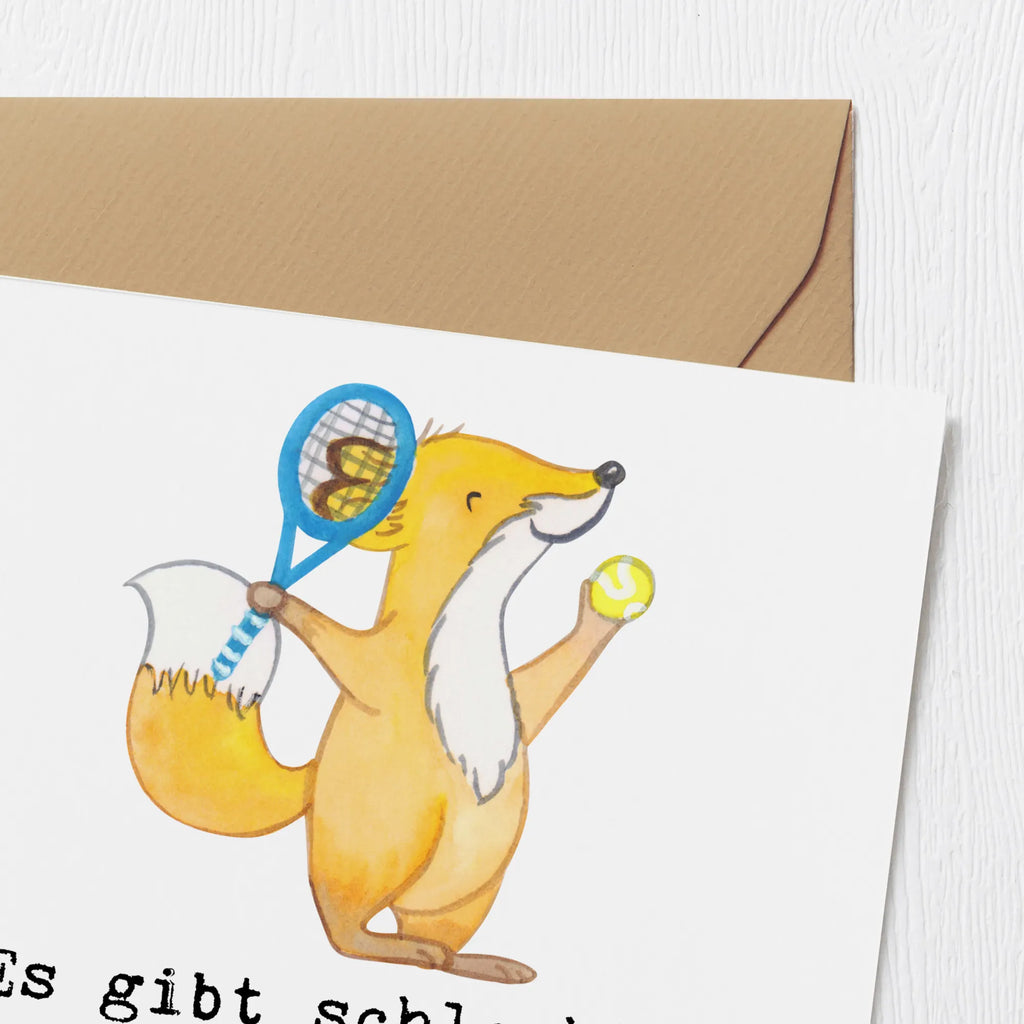 Deluxe Card Fox play tennis Hochwertige Klappkarte, Glückwunschkarte, Karte, Geburtstagskarte, Hochwertige Grußkarte, Klappkarte, Einladungskarte, Hochzeitskarte, Grußkarte, Geschenk, Sport, Sportart, Hobby, Schenken, Danke, Dankeschön, Auszeichnung, Gewinn, Sportler, Tennisclub, Tennis Turnier, Tennisverein, Ballsportart, Tennis spielen