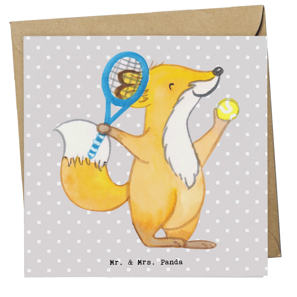 Deluxe Card Fox play tennis Hochwertige Klappkarte, Glückwunschkarte, Karte, Geburtstagskarte, Hochwertige Grußkarte, Klappkarte, Einladungskarte, Hochzeitskarte, Grußkarte, Geschenk, Sport, Sportart, Hobby, Schenken, Danke, Dankeschön, Auszeichnung, Gewinn, Sportler, Tennisclub, Tennis Turnier, Tennisverein, Ballsportart, Tennis spielen