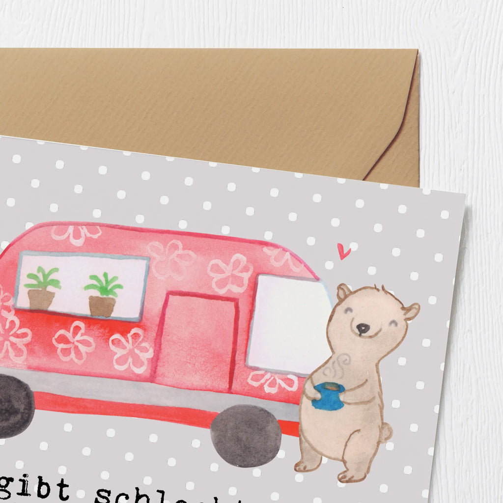 Deluxe Karte Bär Camper Hochwertige Klappkarte, Karte, Hochzeitskarte, Klappkarte, Hochwertige Grußkarte, Geburtstagskarte, Grußkarte, Glückwunschkarte, Einladungskarte, Geschenk, Sport, Sportart, Hobby, Schenken, Danke, Dankeschön, Auszeichnung, Gewinn, Sportler, Roadtrip, Campen, Wohnmobil, Campingplatz, Camper, Urlaub, Zelten