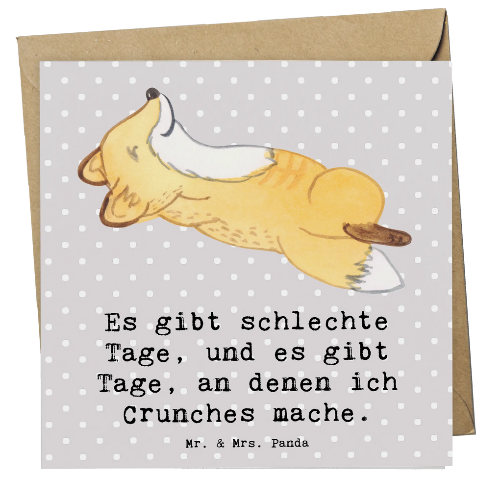 Deluxe Card Fox crunches Grußkarte, Einladungskarte, Hochwertige Klappkarte, Karte, Geburtstagskarte, Hochzeitskarte, Hochwertige Grußkarte, Glückwunschkarte, Klappkarte, Geschenk, Sport, Sportart, Hobby, Schenken, Danke, Dankeschön, Auszeichnung, Gewinn, Sportler, Bauchpressen, Fitnessstudio, Fitness, Crunches