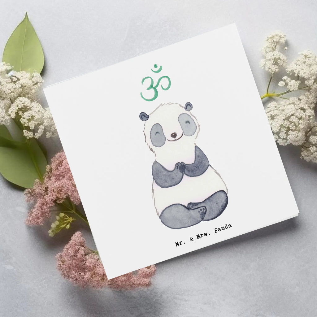 Deluxe Card panda meditate Hochwertige Klappkarte, Karte, Hochwertige Grußkarte, Hochzeitskarte, Einladungskarte, Grußkarte, Geburtstagskarte, Glückwunschkarte, Klappkarte, Geschenk, Sport, Sportart, Hobby, Schenken, Danke, Dankeschön, Auszeichnung, Gewinn, Sportler, Meditationskurs, Meditation, Meditieren