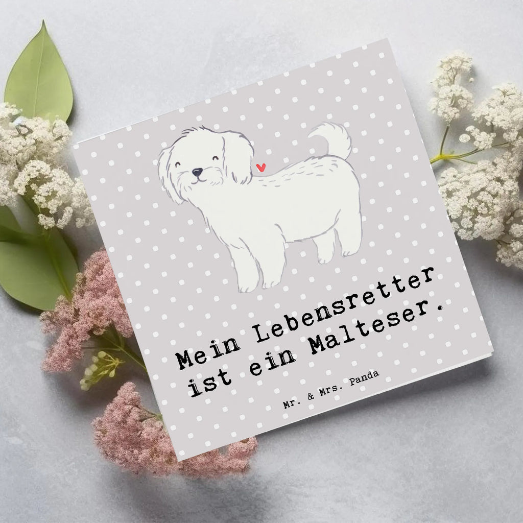 Deluxe Card Maltese Lifesaver Hochwertige Grußkarte, Karte, Hochzeitskarte, Geburtstagskarte, Klappkarte, Glückwunschkarte, Einladungskarte, Hochwertige Klappkarte, Grußkarte, Hund, Hunderasse, Rassehund, Hundebesitzer, Geschenk, Tierfreund, Schenken, Welpe, Malteser