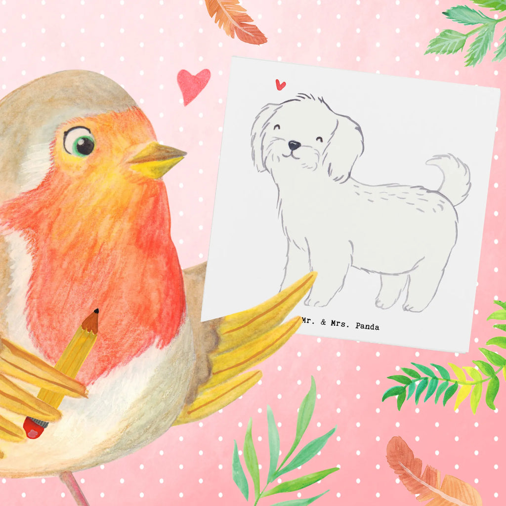 Deluxe Card Maltese Lifesaver Hochwertige Grußkarte, Karte, Hochzeitskarte, Geburtstagskarte, Klappkarte, Glückwunschkarte, Einladungskarte, Hochwertige Klappkarte, Grußkarte, Hund, Hunderasse, Rassehund, Hundebesitzer, Geschenk, Tierfreund, Schenken, Welpe, Malteser