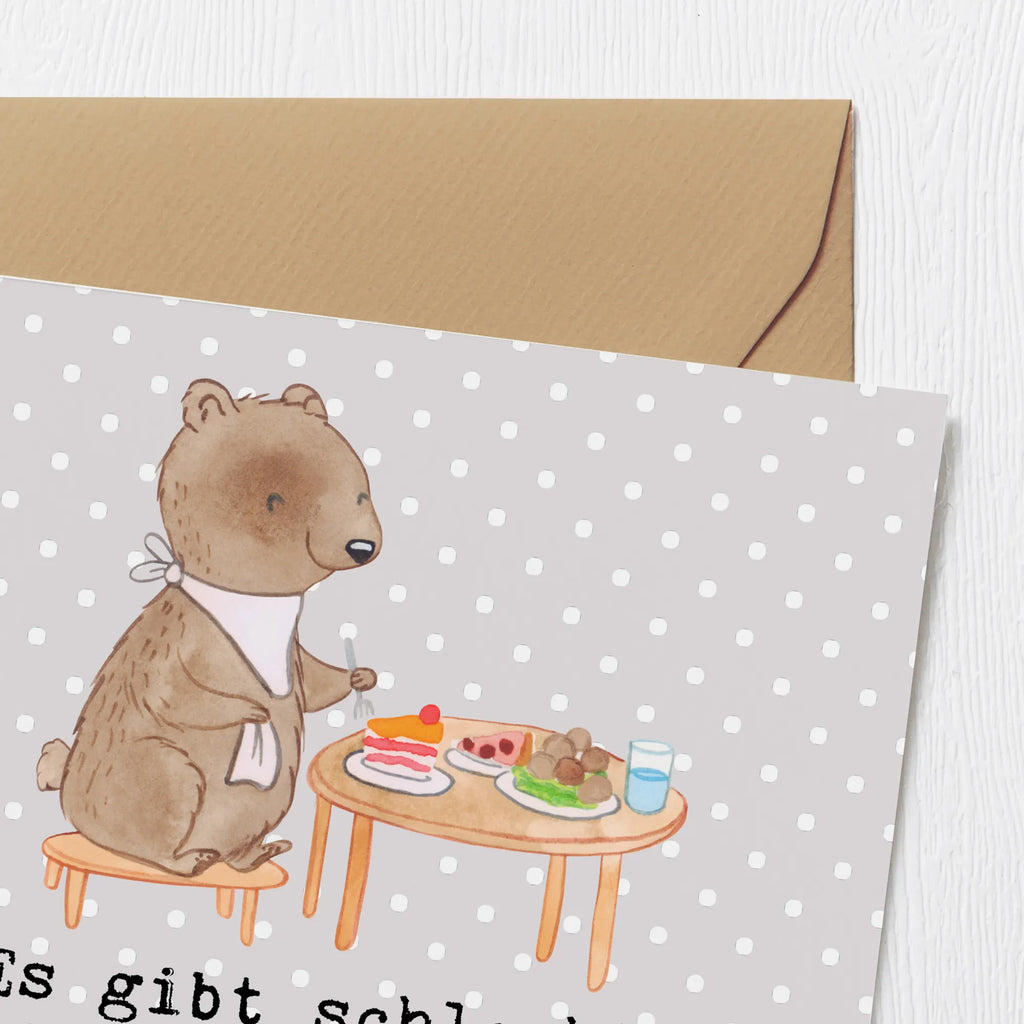 Deluxe Card bear to eat out Klappkarte, Karte, Grußkarte, Hochwertige Klappkarte, Hochzeitskarte, Glückwunschkarte, Einladungskarte, Hochwertige Grußkarte, Geburtstagskarte, Geschenk, Sport, Sportart, Hobby, Schenken, Danke, Dankeschön, Auszeichnung, Gewinn, Sportler, Essen, Essen gehen, Restaurantbesuch, Restaurant