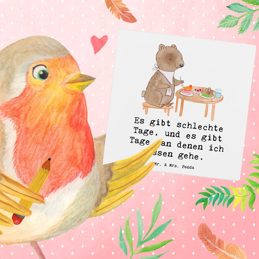 Deluxe Card bear to eat out Klappkarte, Karte, Grußkarte, Hochwertige Klappkarte, Hochzeitskarte, Glückwunschkarte, Einladungskarte, Hochwertige Grußkarte, Geburtstagskarte, Geschenk, Sport, Sportart, Hobby, Schenken, Danke, Dankeschön, Auszeichnung, Gewinn, Sportler, Essen, Essen gehen, Restaurantbesuch, Restaurant