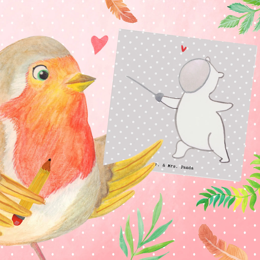 Deluxe Karte Panda Fechten Geburtstagskarte, Hochwertige Klappkarte, Grußkarte, Karte, Einladungskarte, Klappkarte, Glückwunschkarte, Hochzeitskarte, Hochwertige Grußkarte, Geschenk, Sport, Sportart, Hobby, Schenken, Danke, Dankeschön, Auszeichnung, Gewinn, Sportler, Fechten, Fecht Verein, Fechter Bund, Fecht Club